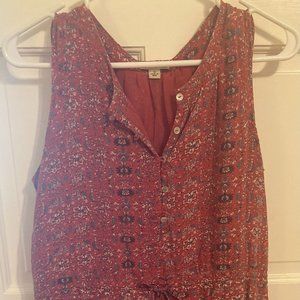 Lucky Brand Red with a Blue Pattern Cinch Waist Dress Women's Size S